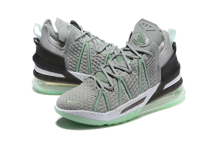 2020 Nike Lebron James 18 Grey Gint Green Black Basketball Shoes - Click Image to Close